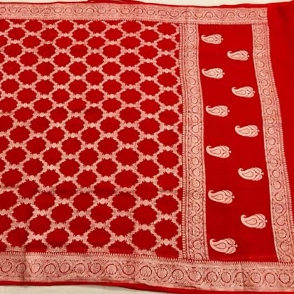 Pure Red Khaddi Chiffon Silk