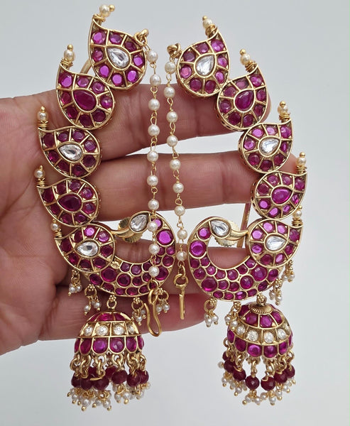 Antique Gold-Plated Kemp Peacock Earcuff Earrings