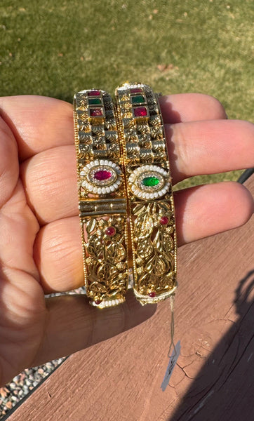 Openable Rajwadi Gold Indian Kada Bangles