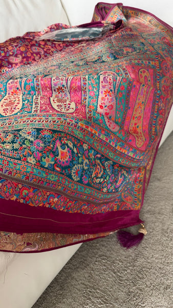 Magenta Mauve Pashmina Kani Silk Saree
