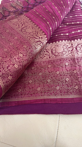 Wine Deep Magenta Munga Tussar Silk Saree