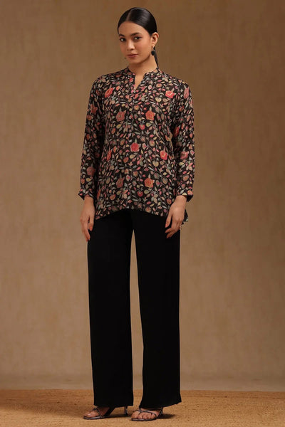 Black Silk Berry Botanical Print Tunic