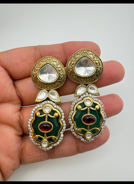 Multi Victorian Sabyasachi-inspired Moissanite polki Kundan choker Necklace Set