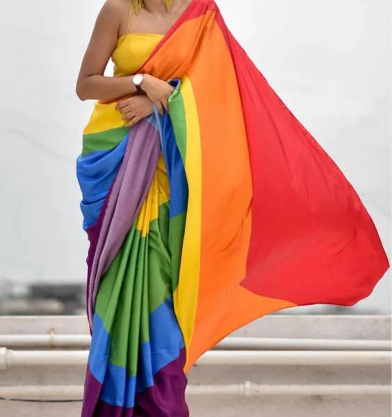 Multicolor Rainbow Modal Viscose Saree