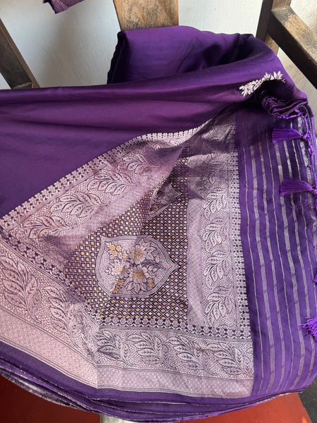 Purple Mashru Soft Silk Saree