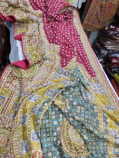 Rani Pink and Pastel Multicolor Border Saree