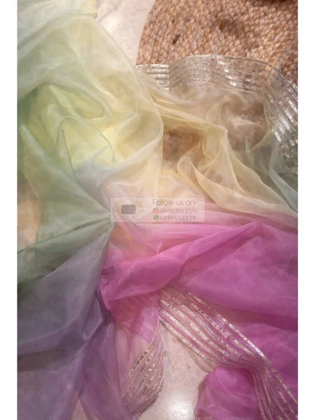 Marshmallow Silver Lining Organza Saree