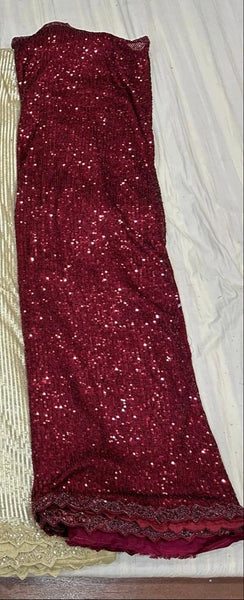 Maroon Sequin Saree with Lace Sequin border