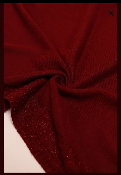 Maroon Acrylic Knitted Shawl