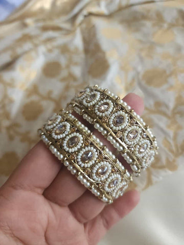 Kundan Pearl Bangles