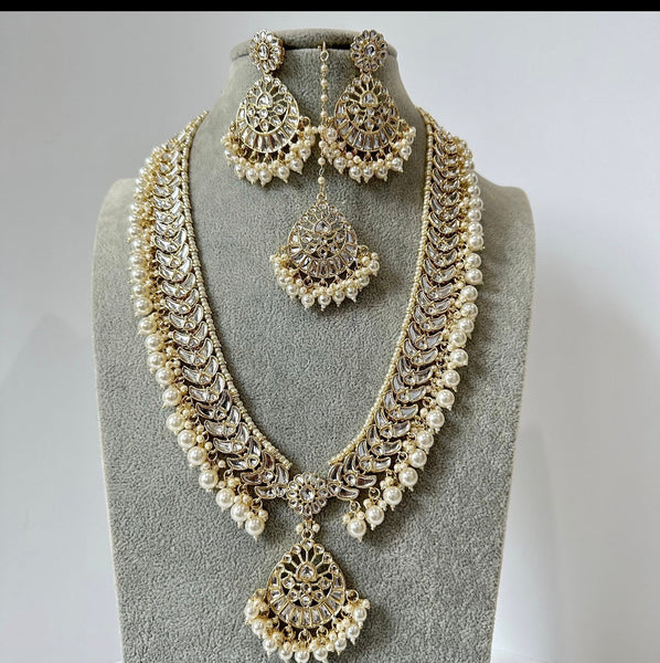 Pearl Long Polki Kundan Necklace