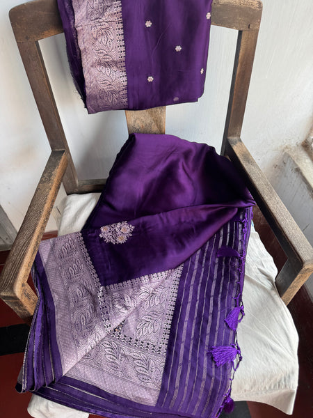 Purple Mashru Soft Silk Saree