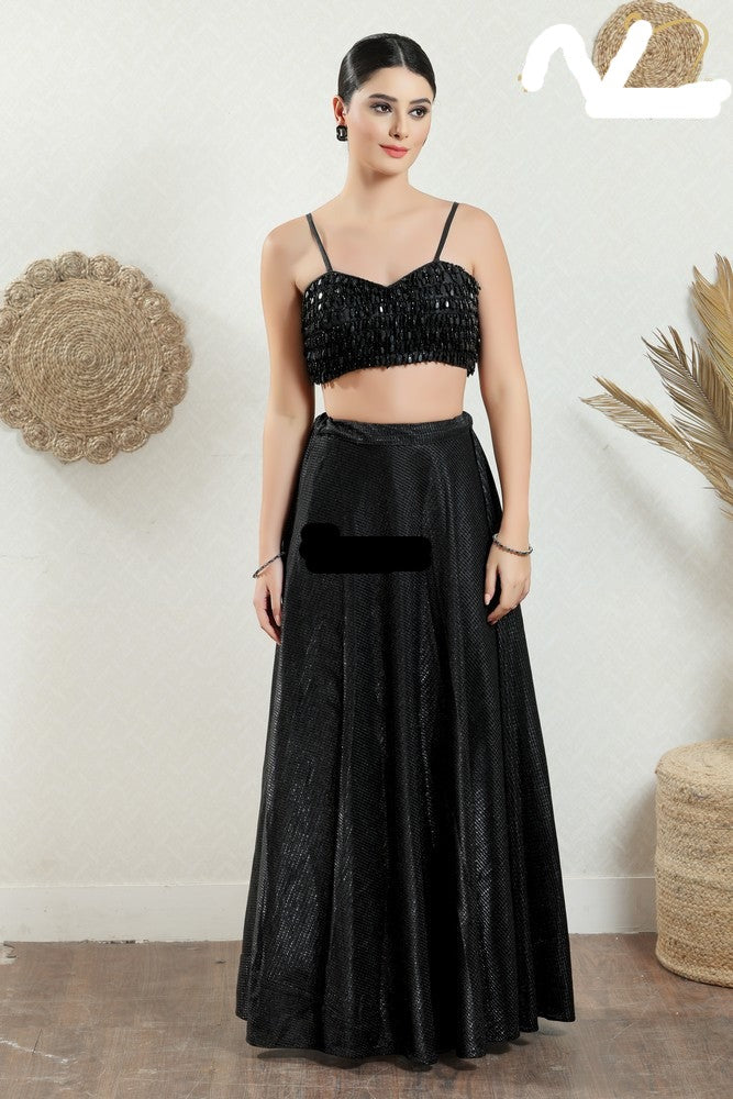 Readymade Silk Padded Black Back Open Sleeveless Saree Blouse
