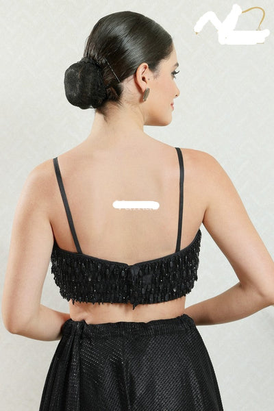 Readymade Silk Padded Black Back Open Sleeveless Saree Blouse