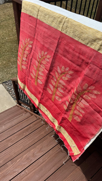 Agamoni Durga Puja Collection Red & White Sequence Work Saree
