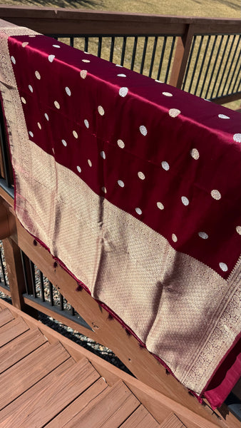 Deep Maroon and Dual Tone Soft Silk Saree