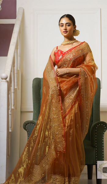 Liquid Gold Glass Tissue Zarina Saree