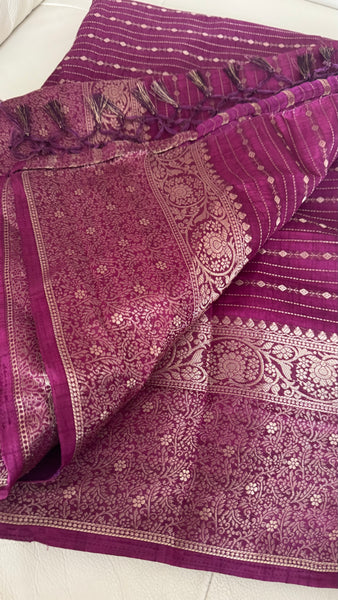Wine Deep Magenta Munga Tussar Silk Saree