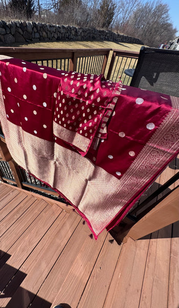 Deep Maroon and Dual Tone Soft Silk Saree