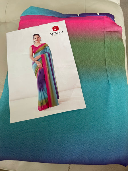 Ready to Wear One Minute Georgette Multicolor Saree