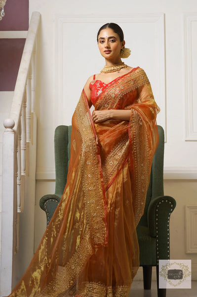 Liquid Gold Glass Tissue Zarina Saree