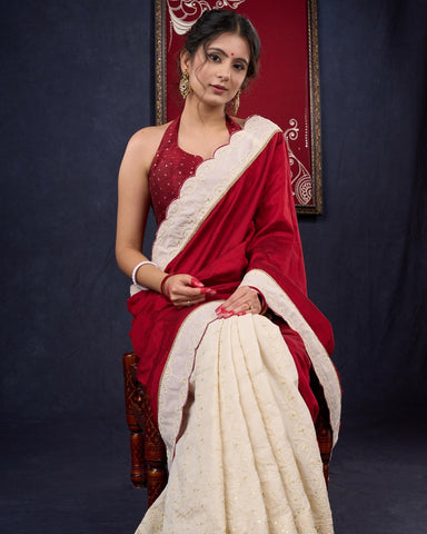 Cotton Silk & Hakoba Combination saree with beautiful Scallops