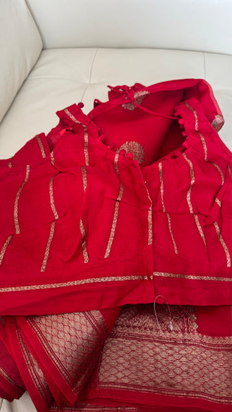 Red Pure Kora Silk Saree