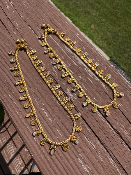 Gold Plated Polki Anklet Pair