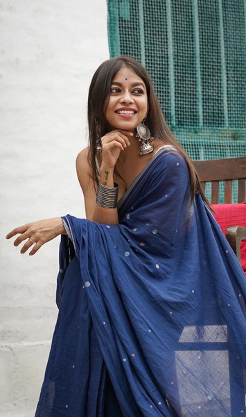 Blue Cotton Handloom saree