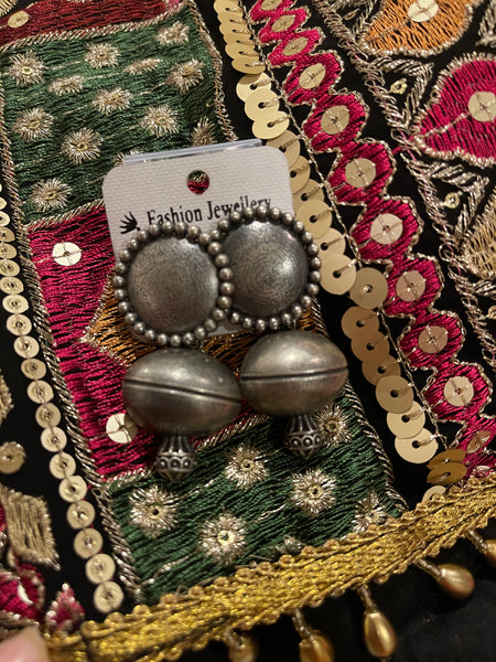 Antique silver look alike German Silver oxidised earrings