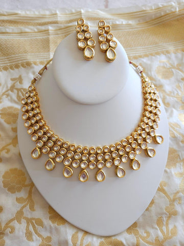Ahmedabadi pachi kundan necklace and earring set