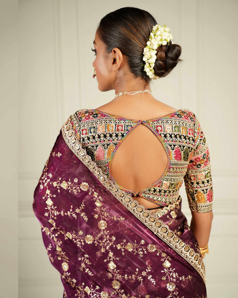 Black Multicolor Thread & Sequins Embroidery Work