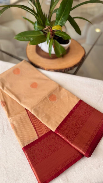 Biscuit and Pink Silk Banarasi Saree
