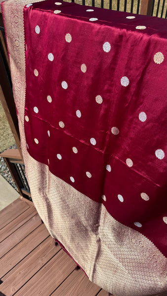 Deep Maroon and Dual Tone Soft Silk Saree