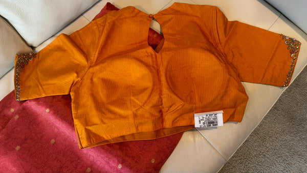 Coral Pink and Orange Katan Tanchoi Silk Saree