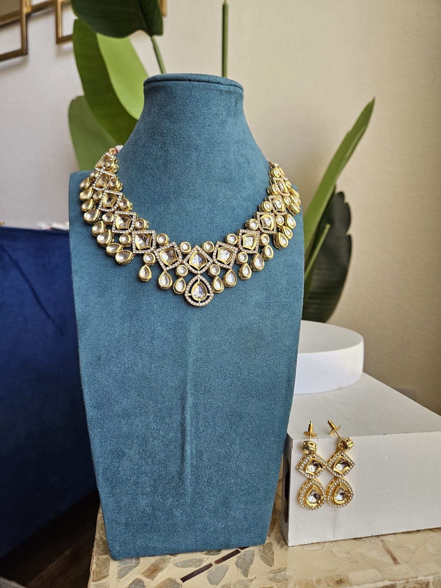 Gold Plated Uncut Polki Kundan Necklace Set