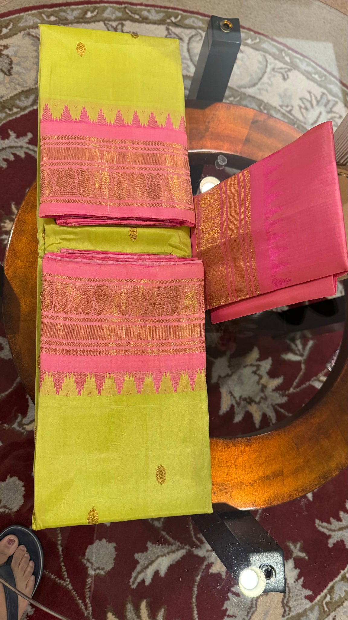 Mint Pistachio Green and Pink Pure Silk Handloom Gadwal Saree