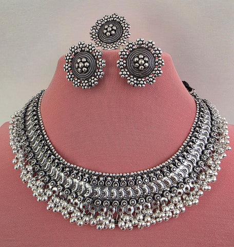 Oxidized Necklace with Earring and Finger Ring Set