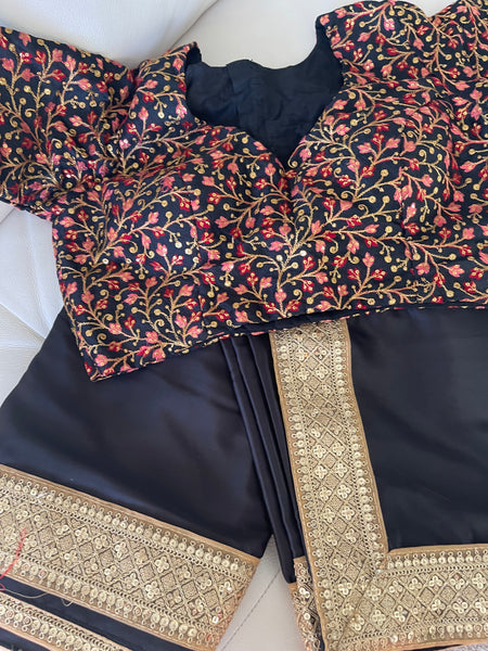 Black Multicolor Embroidered Blouse