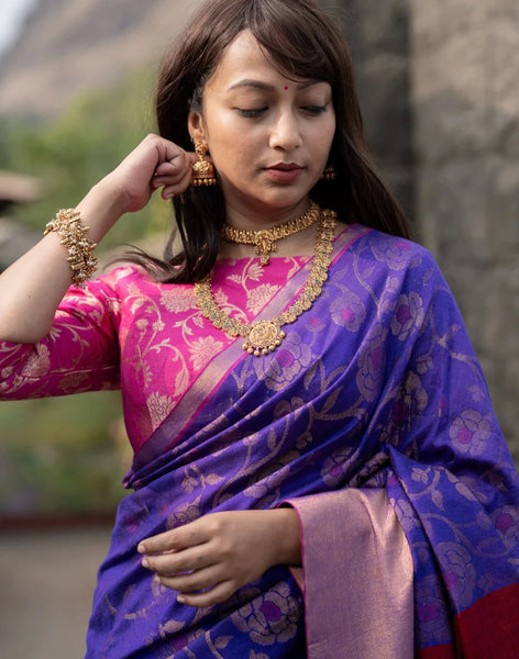 Readymade  Pink Boat-neck Blouse With Zari Florals