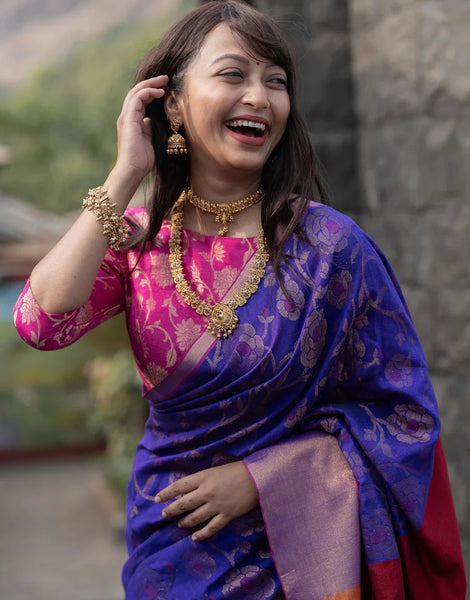 Readymade  Pink Boat-neck Blouse With Zari Florals