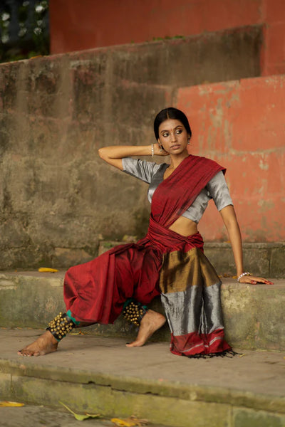 Maroon Cotton Handloom Saree