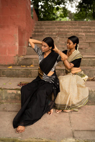 Black Handloom Cotton Saree