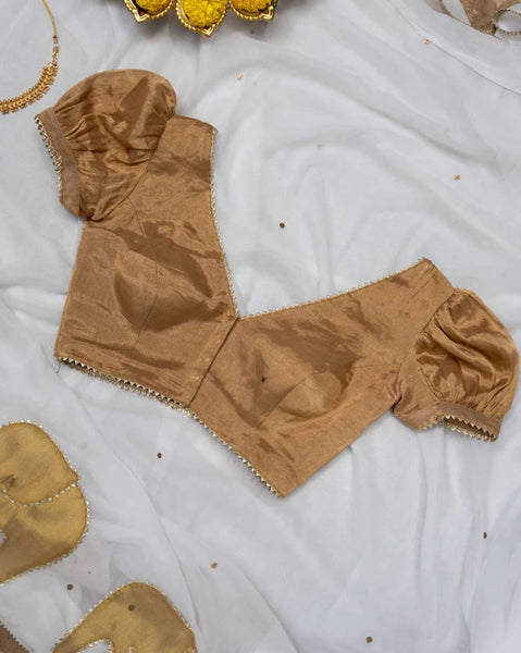 Soft Gold Chanderi Front Silk Readymade Blouse