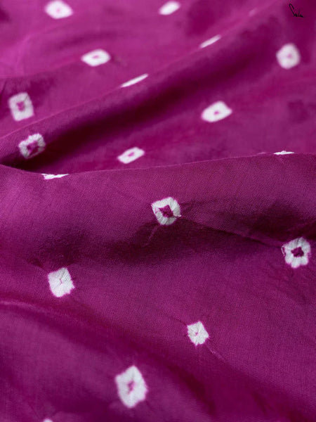 Yellow & Purple Ombré Bandhani Cotton Muslin Saree with Gold Lace & Tassels