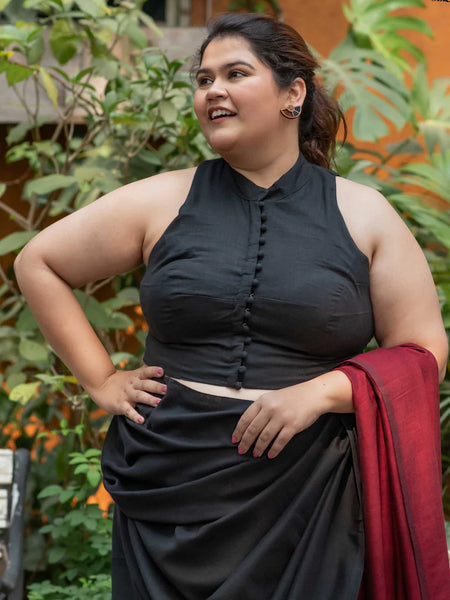 COTTON BLACK READYMADE BLOUSE