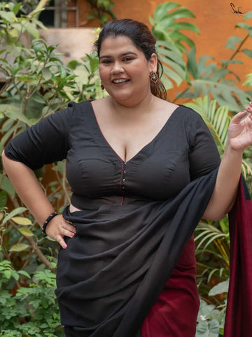 Black Cotton Readymade Blouse