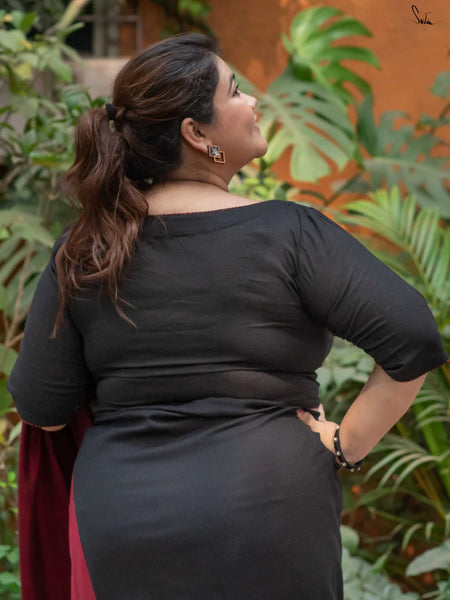 Black Cotton Readymade Blouse