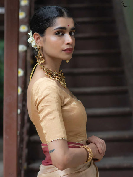 Soft Gold Chanderi Silk Readymade Blouse