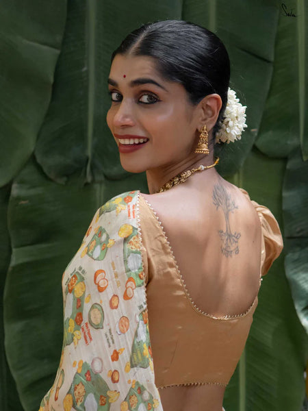 Soft Gold Chanderi Front Silk Readymade Blouse